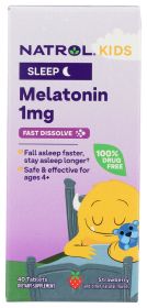 NATROL: Kids Melatonin Sleep Support 1mg Strawberry Fast Dissolve Tablets, 40 tb