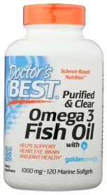 DOCTORS BEST: Purified Clear Omega3 Fish Oil 1000mg, 120 sg