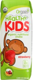 ORGAIN: Healthy Kids Organic Nutritional Shake Strawberry Gluten Free Non GMO Kosher, 8.25 oz