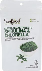 SUNFOOD SUPERFOODS: Spirulina Chlorella Tablets, 2 oz