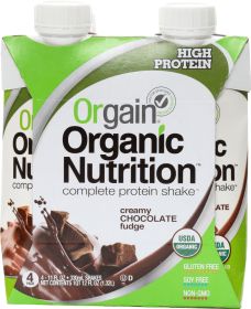 ORGAIN: Organic Nutritional Shake Creamy Chocolate Fudge 4 count, 44 oz