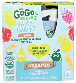 GOGO SQUEEZ: Happy Tummiez Ras 4Pk Prb, 12.7 oz