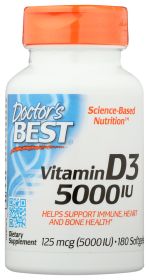 DOCTORS BEST: Vitamin D3, 5000 units 180 SG