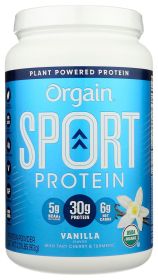 ORGAIN: Vanilla Sport Protein Powder, 2.01 lb